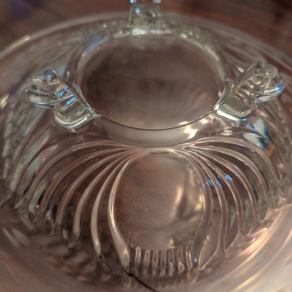 Clear Glass Footed Bowl Vintage Paden City Maya Floral Wheel Cut - Picture 9 of 9